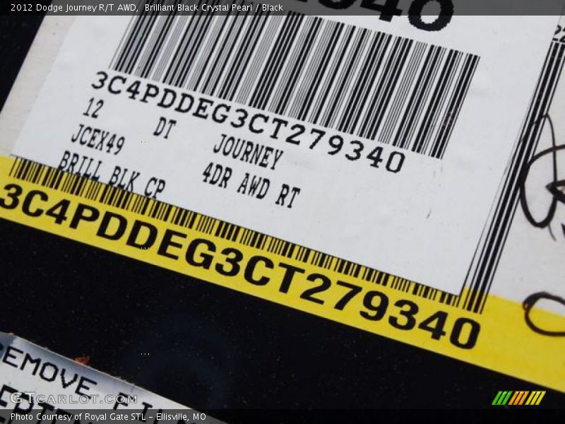 Brilliant Black Crystal Pearl / Black 2012 Dodge Journey R/T AWD