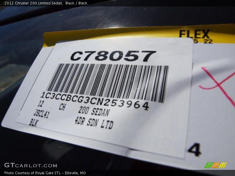Black / Black 2012 Chrysler 200 Limited Sedan