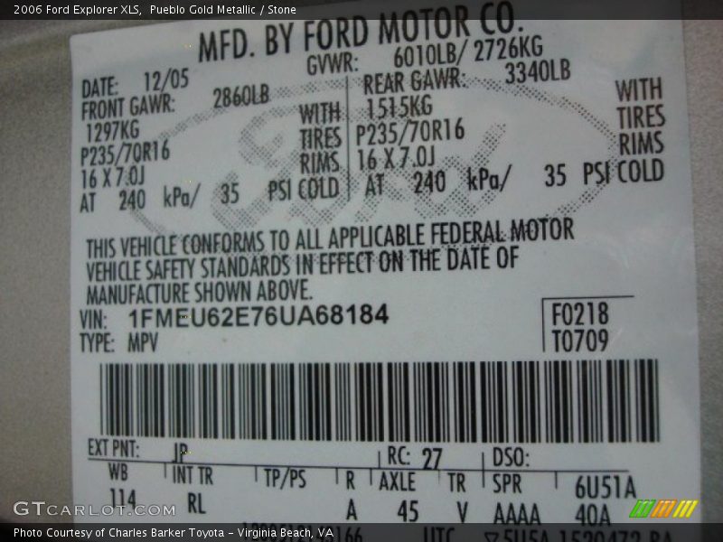 Pueblo Gold Metallic / Stone 2006 Ford Explorer XLS