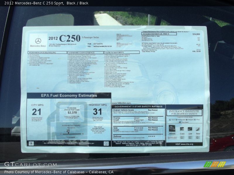 Black / Black 2012 Mercedes-Benz C 250 Sport