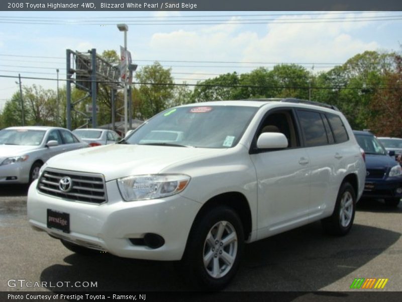 Blizzard White Pearl / Sand Beige 2008 Toyota Highlander 4WD