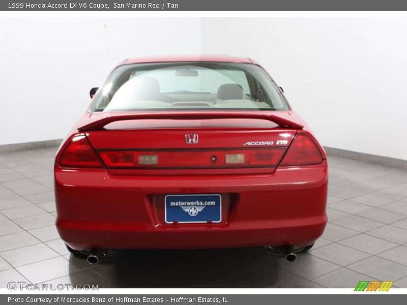 San Marino Red / Tan 1999 Honda Accord LX V6 Coupe