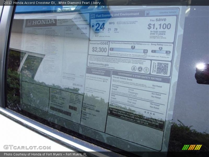 White Diamond Pearl / Ivory 2012 Honda Accord Crosstour EX