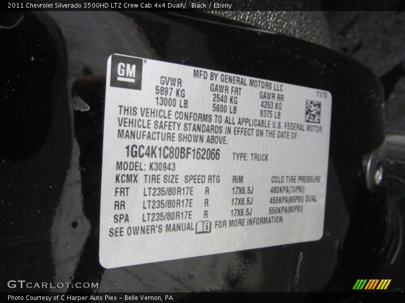 Black / Ebony 2011 Chevrolet Silverado 3500HD LTZ Crew Cab 4x4 Dually