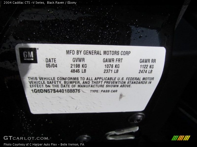 Black Raven / Ebony 2004 Cadillac CTS -V Series