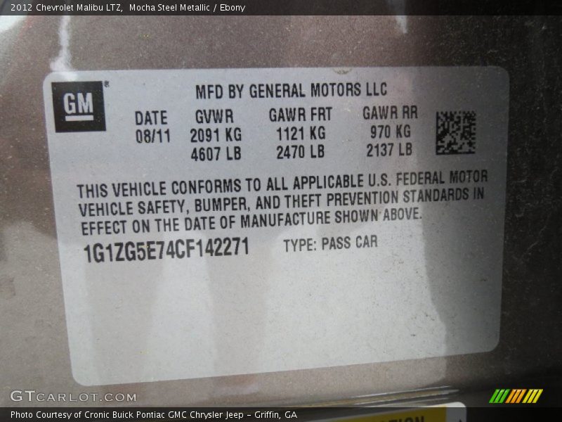Mocha Steel Metallic / Ebony 2012 Chevrolet Malibu LTZ