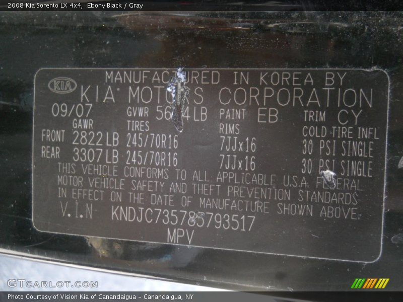 Ebony Black / Gray 2008 Kia Sorento LX 4x4