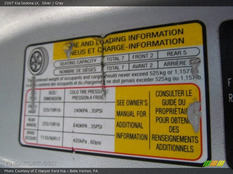 Silver / Gray 2007 Kia Sedona LX