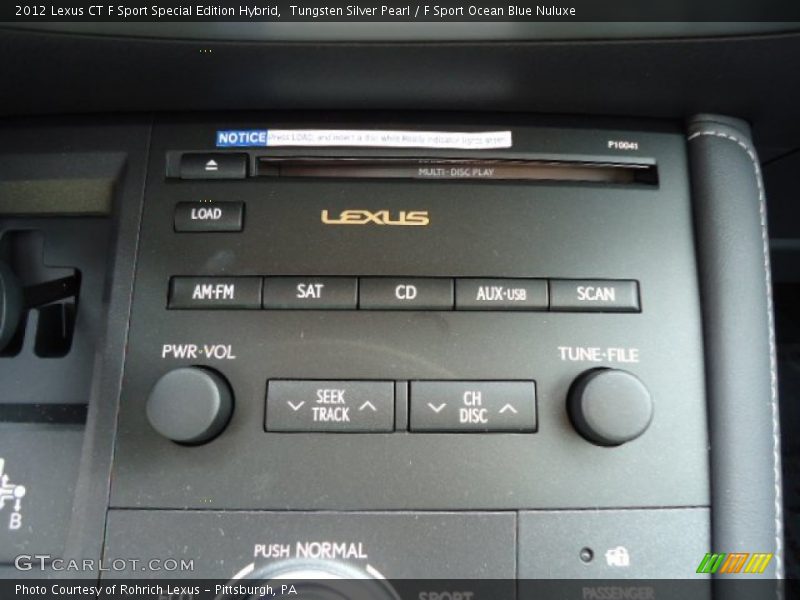 Tungsten Silver Pearl / F Sport Ocean Blue Nuluxe 2012 Lexus CT F Sport Special Edition Hybrid