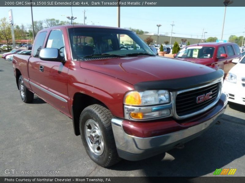 Dark Toreador Red Metallic / Pewter 2000 GMC Sierra 1500 SLE Extended Cab 4x4
