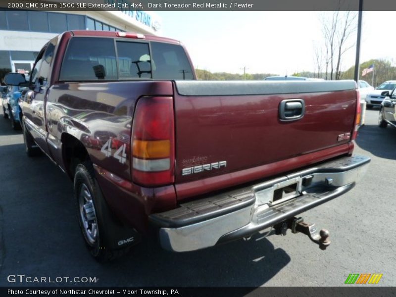 Dark Toreador Red Metallic / Pewter 2000 GMC Sierra 1500 SLE Extended Cab 4x4