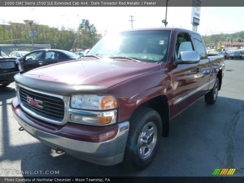 Dark Toreador Red Metallic / Pewter 2000 GMC Sierra 1500 SLE Extended Cab 4x4