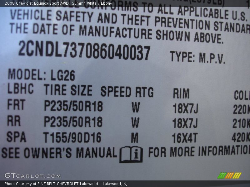 Summit White / Ebony 2008 Chevrolet Equinox Sport AWD