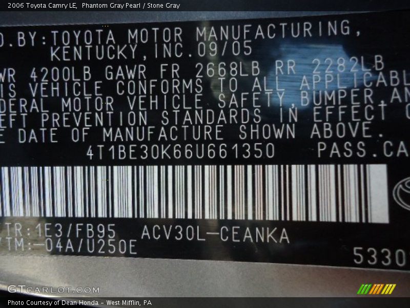 Phantom Gray Pearl / Stone Gray 2006 Toyota Camry LE