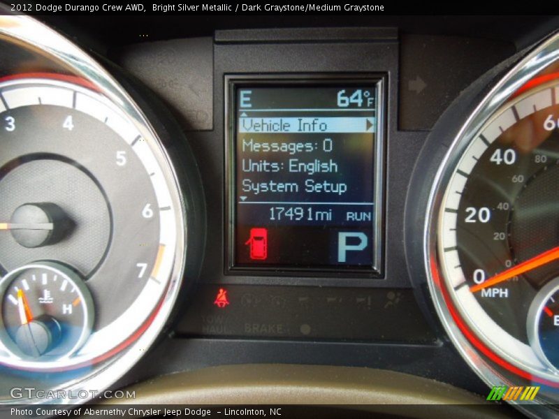 Bright Silver Metallic / Dark Graystone/Medium Graystone 2012 Dodge Durango Crew AWD