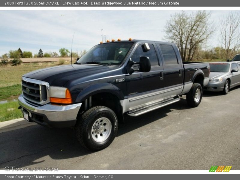Deep Wedgewood Blue Metallic / Medium Graphite 2000 Ford F350 Super Duty XLT Crew Cab 4x4