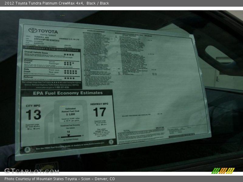 Black / Black 2012 Toyota Tundra Platinum CrewMax 4x4