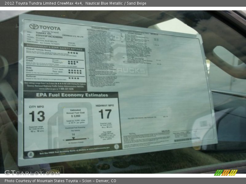 Nautical Blue Metallic / Sand Beige 2012 Toyota Tundra Limited CrewMax 4x4
