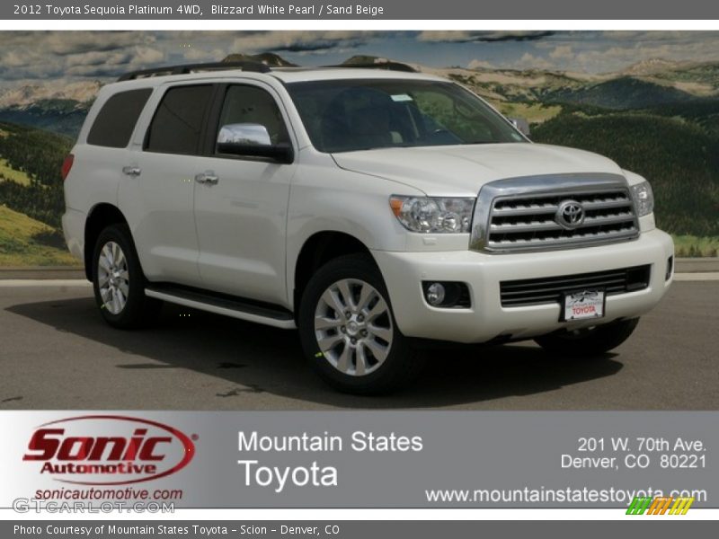 Blizzard White Pearl / Sand Beige 2012 Toyota Sequoia Platinum 4WD