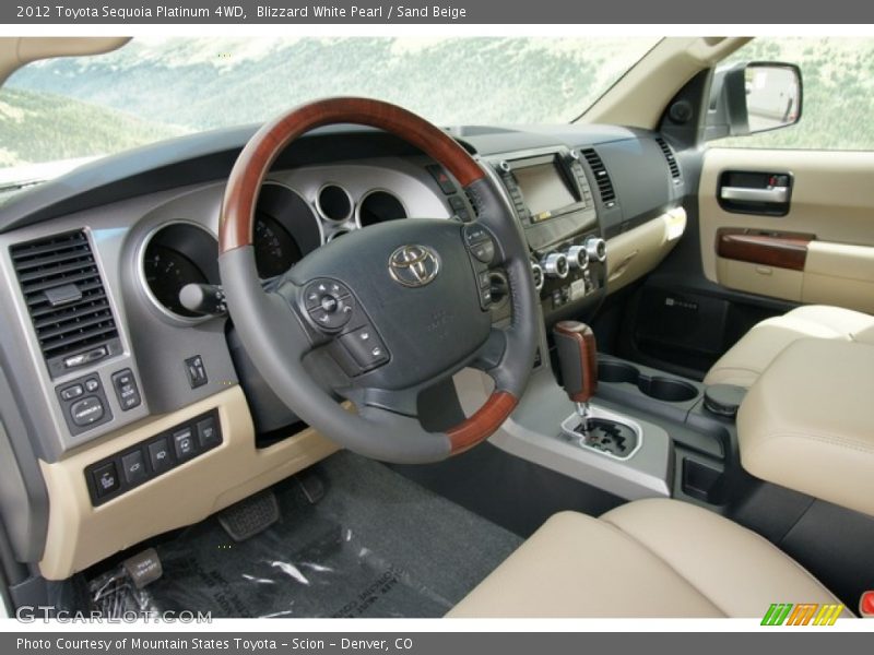 Blizzard White Pearl / Sand Beige 2012 Toyota Sequoia Platinum 4WD
