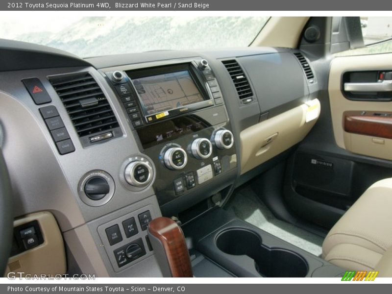 Blizzard White Pearl / Sand Beige 2012 Toyota Sequoia Platinum 4WD