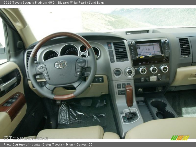 Blizzard White Pearl / Sand Beige 2012 Toyota Sequoia Platinum 4WD