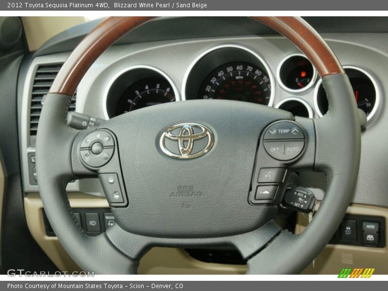 Blizzard White Pearl / Sand Beige 2012 Toyota Sequoia Platinum 4WD