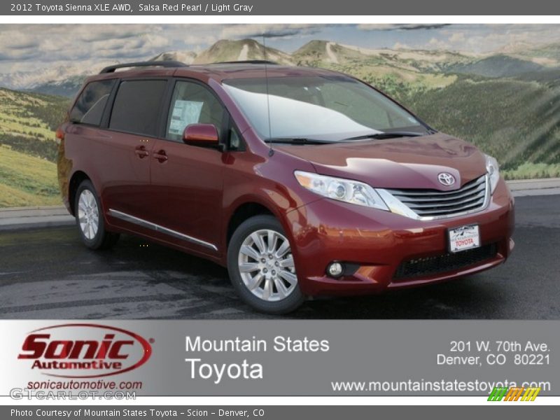 Salsa Red Pearl / Light Gray 2012 Toyota Sienna XLE AWD