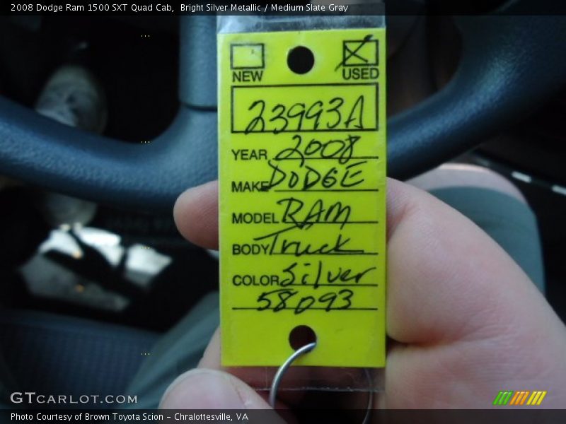 Bright Silver Metallic / Medium Slate Gray 2008 Dodge Ram 1500 SXT Quad Cab