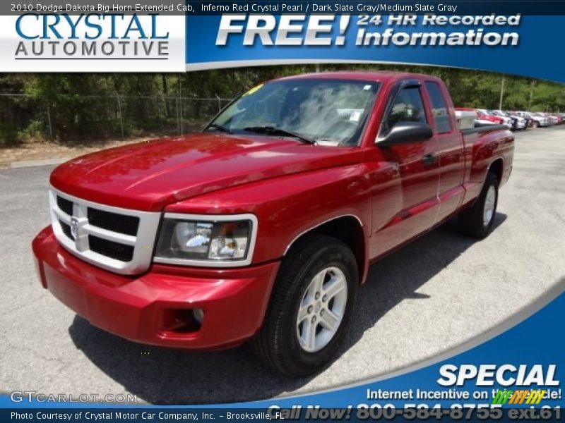Inferno Red Crystal Pearl / Dark Slate Gray/Medium Slate Gray 2010 Dodge Dakota Big Horn Extended Cab