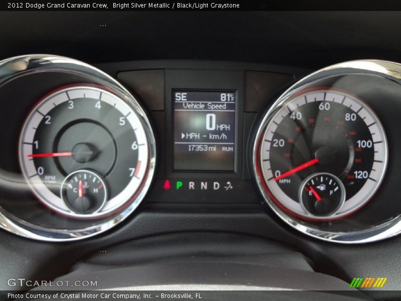 Bright Silver Metallic / Black/Light Graystone 2012 Dodge Grand Caravan Crew