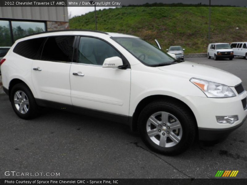 White / Dark Gray/Light Gray 2012 Chevrolet Traverse LT AWD