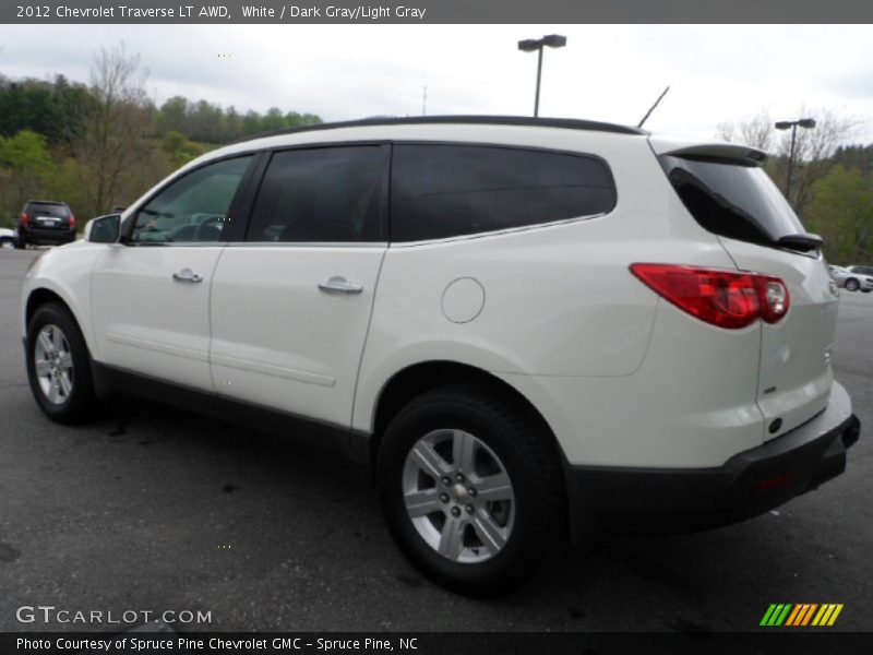 White / Dark Gray/Light Gray 2012 Chevrolet Traverse LT AWD