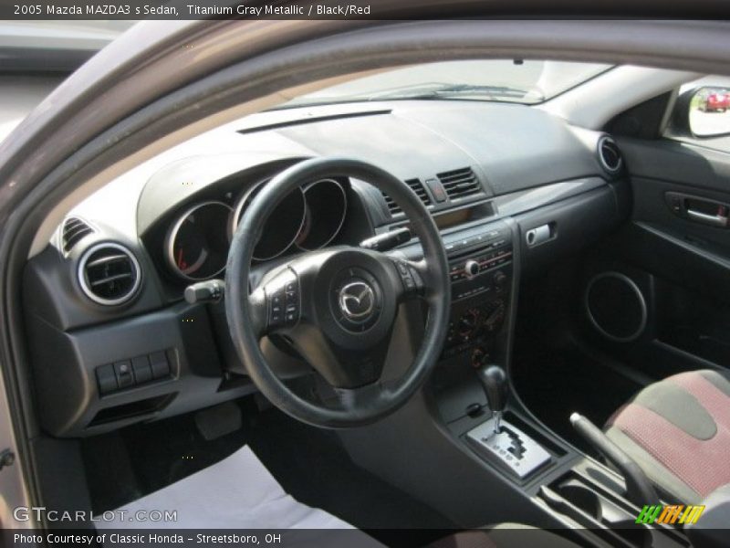 Titanium Gray Metallic / Black/Red 2005 Mazda MAZDA3 s Sedan