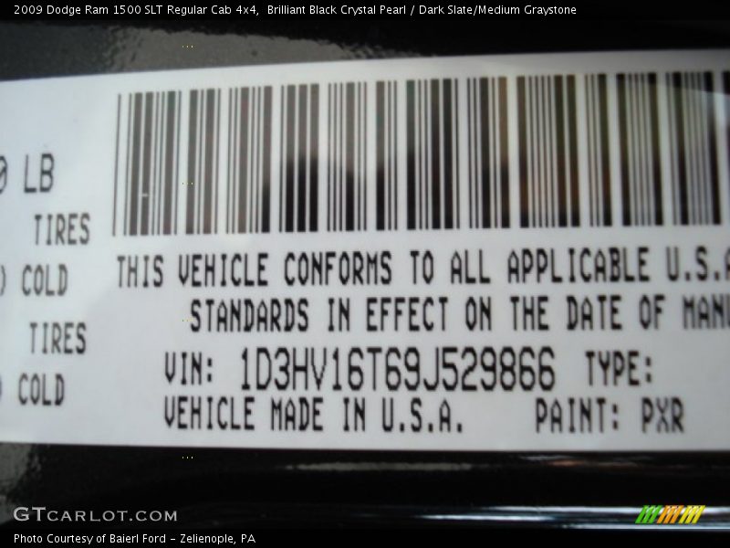 Brilliant Black Crystal Pearl / Dark Slate/Medium Graystone 2009 Dodge Ram 1500 SLT Regular Cab 4x4