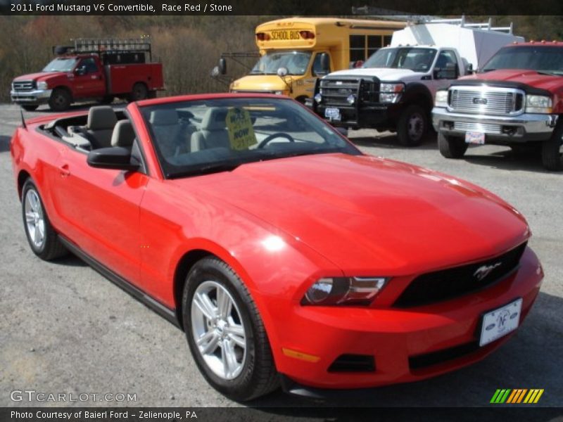 Race Red / Stone 2011 Ford Mustang V6 Convertible