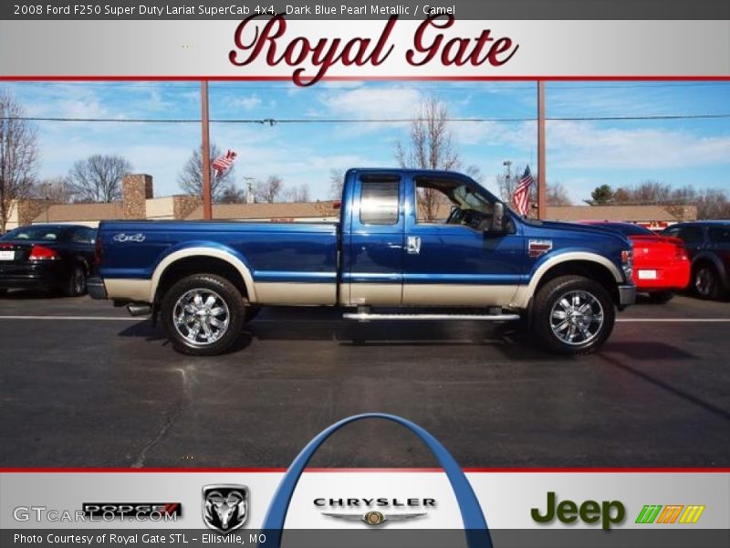 Dark Blue Pearl Metallic / Camel 2008 Ford F250 Super Duty Lariat SuperCab 4x4