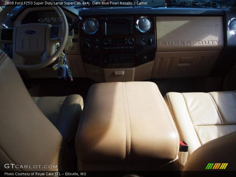 Dark Blue Pearl Metallic / Camel 2008 Ford F250 Super Duty Lariat SuperCab 4x4