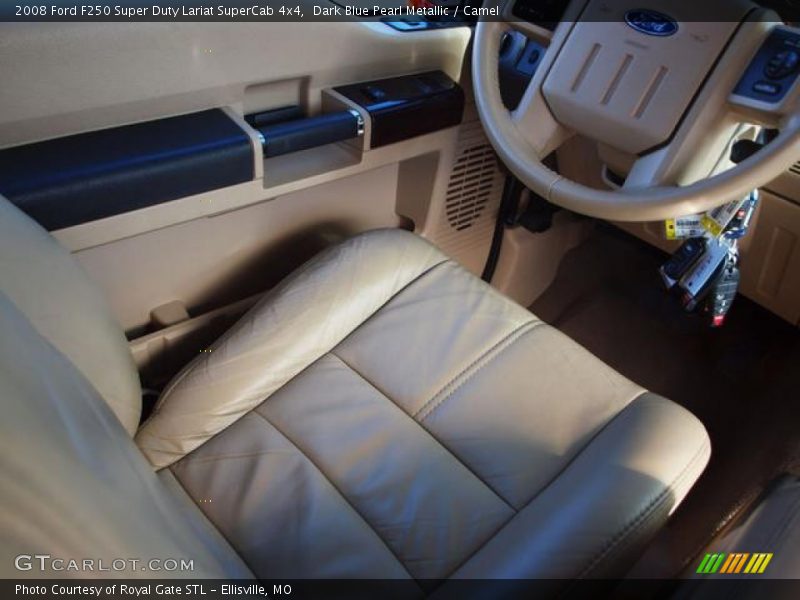 Dark Blue Pearl Metallic / Camel 2008 Ford F250 Super Duty Lariat SuperCab 4x4