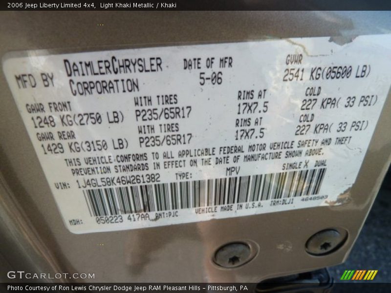 Light Khaki Metallic / Khaki 2006 Jeep Liberty Limited 4x4