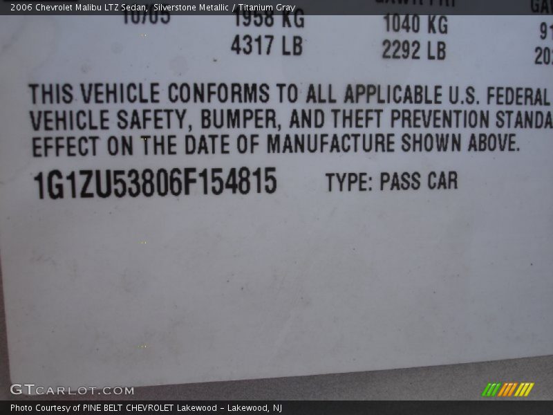 Silverstone Metallic / Titanium Gray 2006 Chevrolet Malibu LTZ Sedan