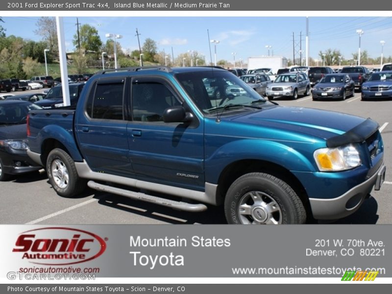 Island Blue Metallic / Medium Prairie Tan 2001 Ford Explorer Sport Trac 4x4