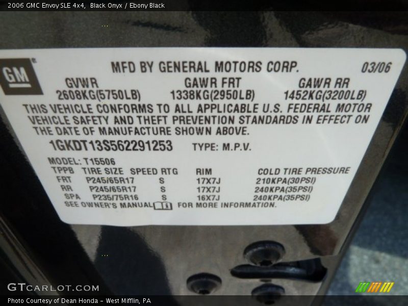 Black Onyx / Ebony Black 2006 GMC Envoy SLE 4x4
