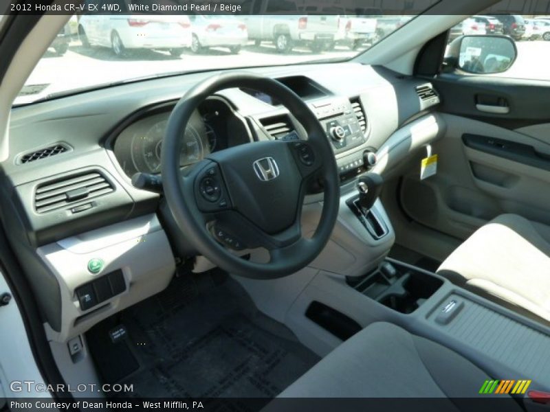 White Diamond Pearl / Beige 2012 Honda CR-V EX 4WD