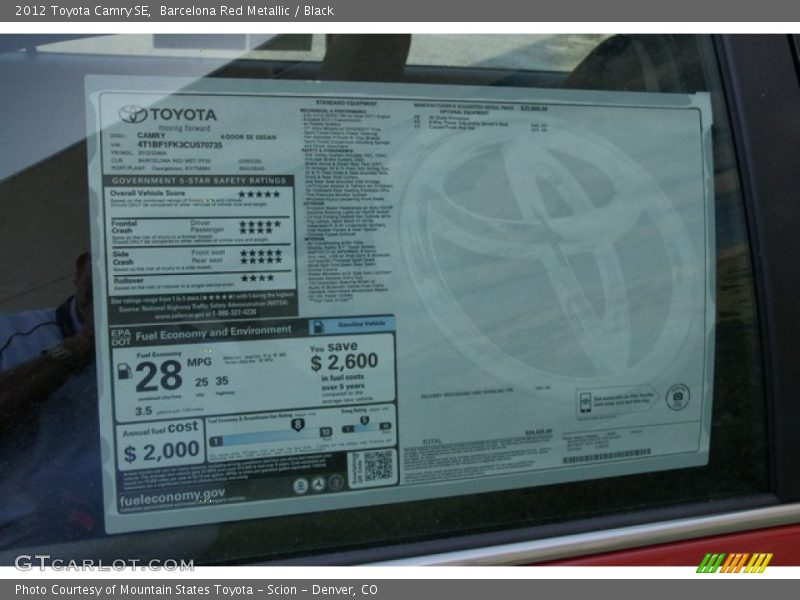 Barcelona Red Metallic / Black 2012 Toyota Camry SE