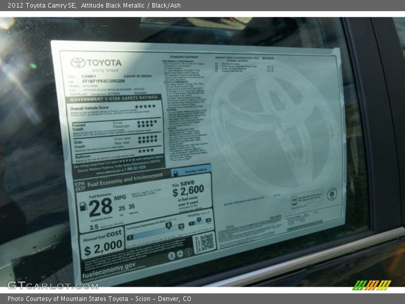 Attitude Black Metallic / Black/Ash 2012 Toyota Camry SE