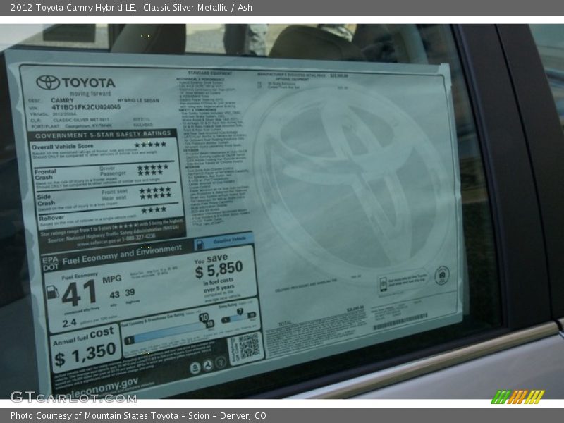 Classic Silver Metallic / Ash 2012 Toyota Camry Hybrid LE