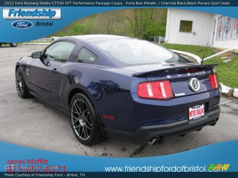 Kona Blue Metallic / Charcoal Black/Black Recaro Sport Seats 2012 Ford Mustang Shelby GT500 SVT Performance Package Coupe