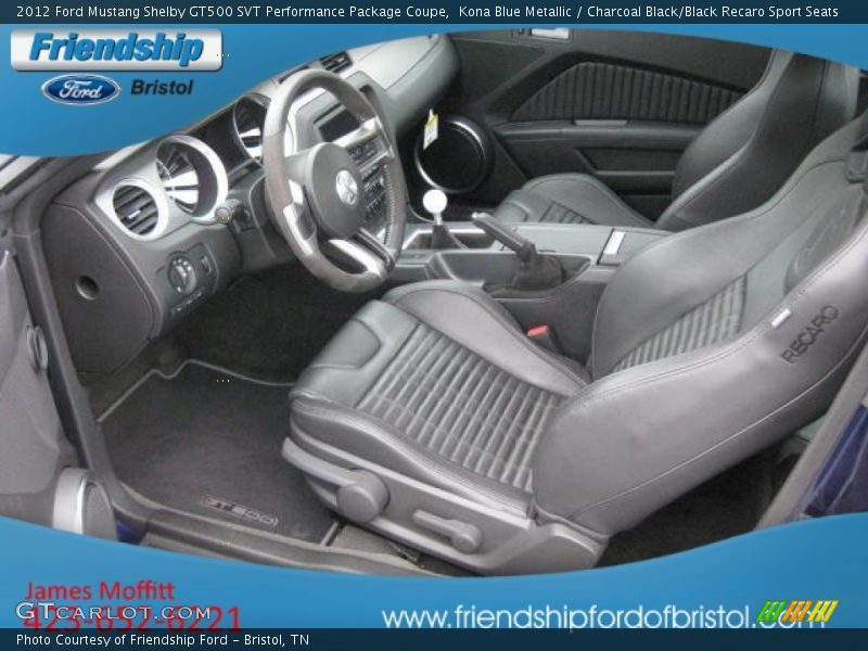 Kona Blue Metallic / Charcoal Black/Black Recaro Sport Seats 2012 Ford Mustang Shelby GT500 SVT Performance Package Coupe