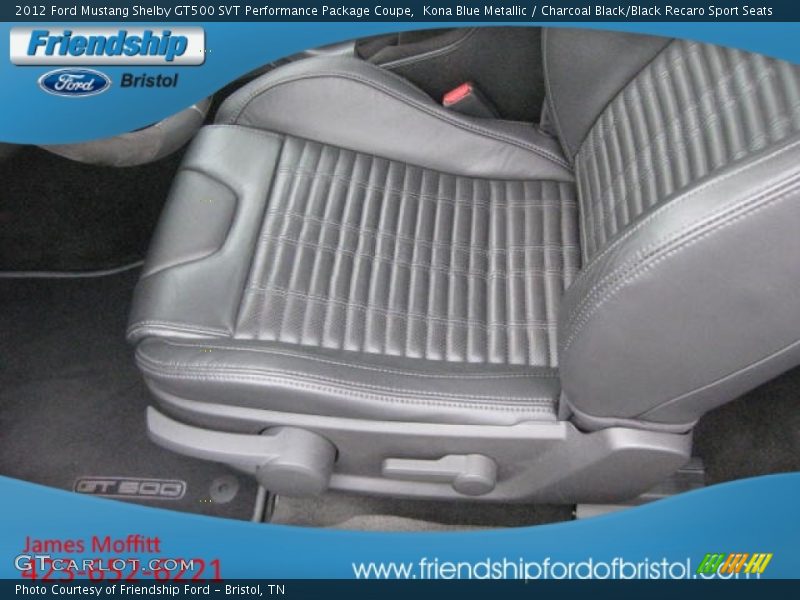 Kona Blue Metallic / Charcoal Black/Black Recaro Sport Seats 2012 Ford Mustang Shelby GT500 SVT Performance Package Coupe